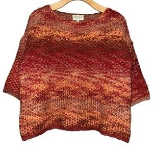 Dimoda Women’s Size S Red Orange Ombré Space Dye 3/4 Sleeve Pullover Sweater